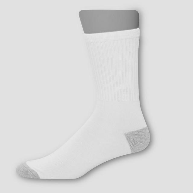 Hanes Mens Lightweight Comfort Super Value Crew Socks 20pk - White/Gray 6-12 Product Image