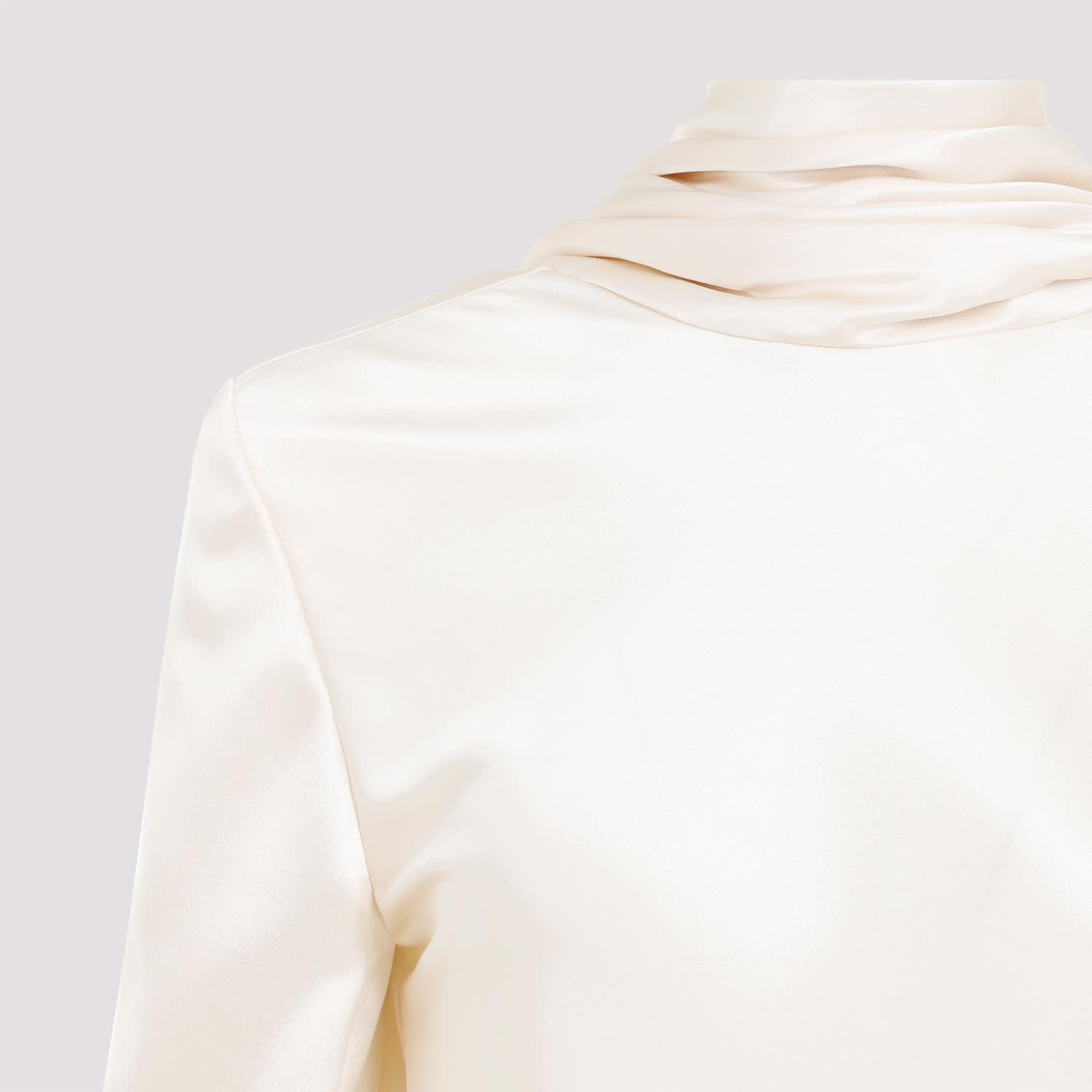 SAINT LAURENT Draped Crepe Blouse In White Product Image