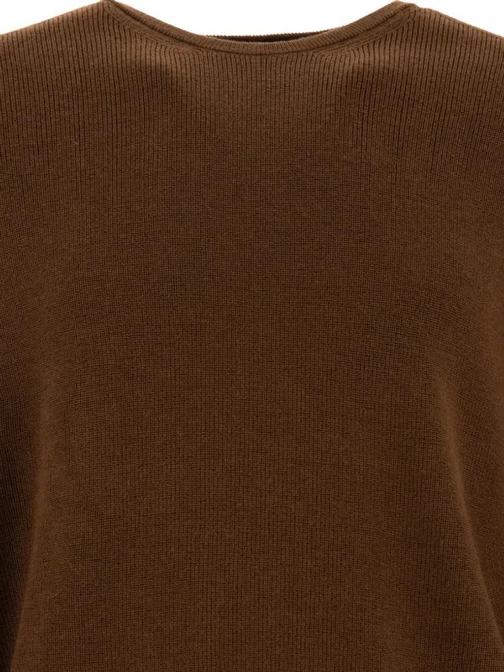 Crew-neck Rib-trim Jumper In Brown Product Image