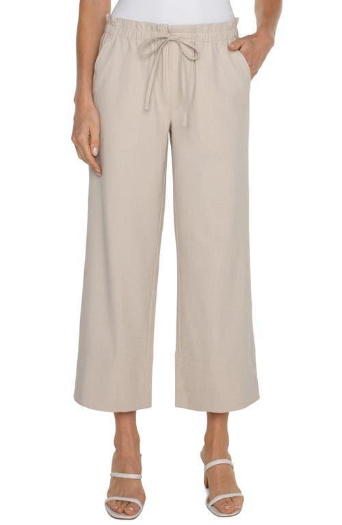 Liverpool Los Angeles Pull On Mid Rise Tie Waist Wide Leg Crop Textured Stretch Woven (Dusty Tan) Women's Dress Pants Product Image