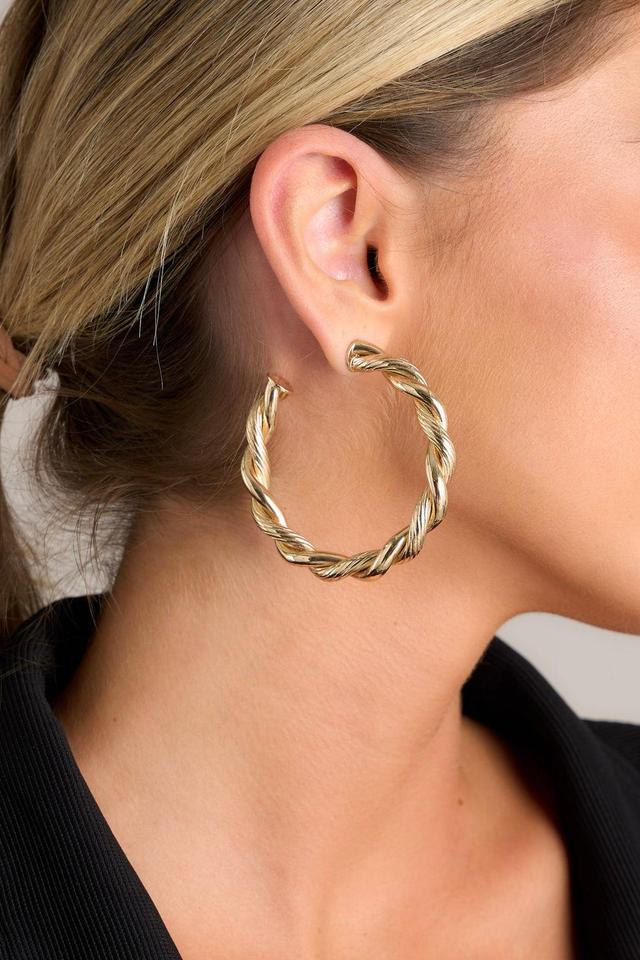 Gilded Grace Twisted Gold Hoop Earrings Product Image