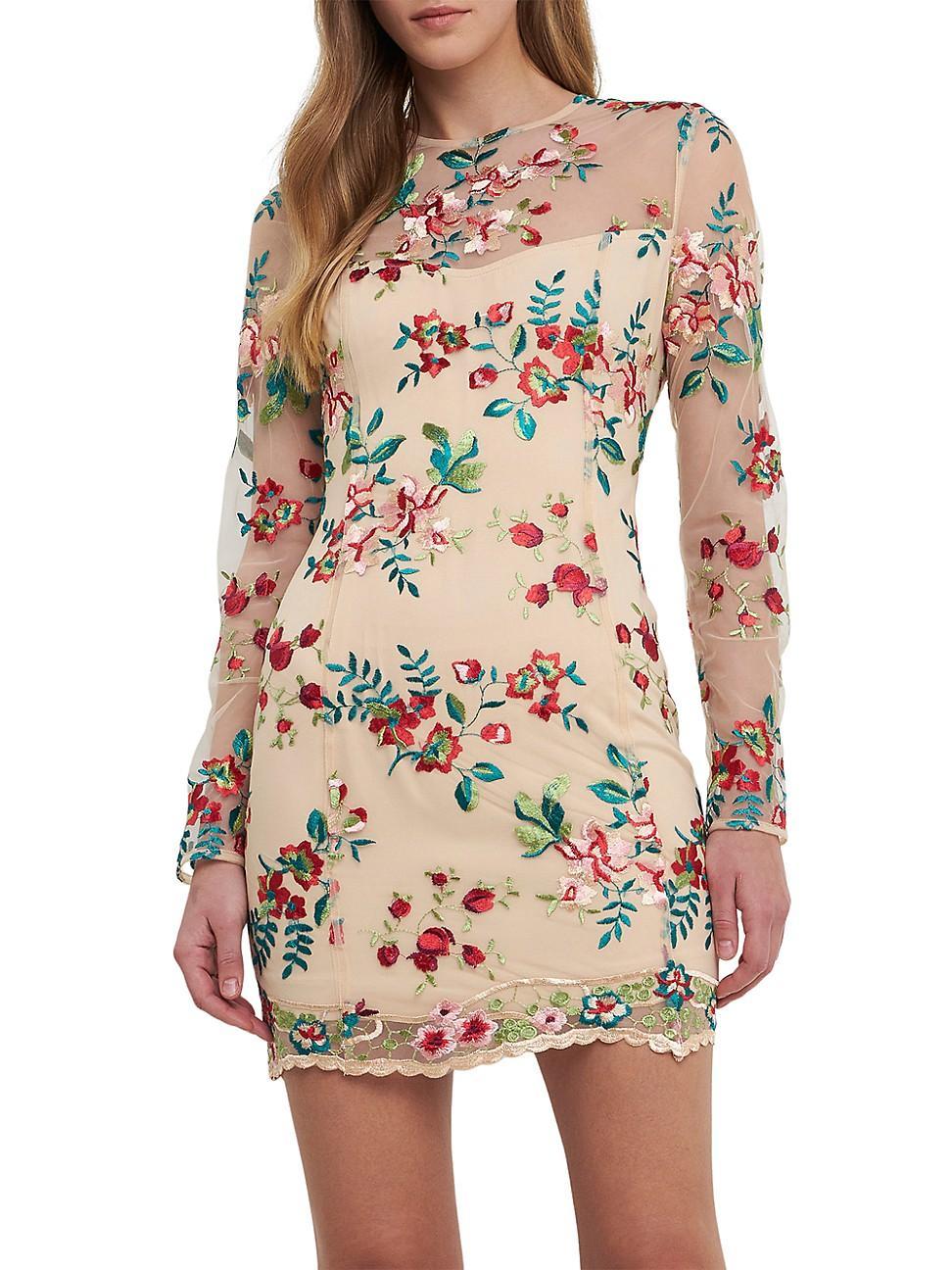 Endless Rose Floral Embroidered Long Sleeve Sheath Dress Product Image