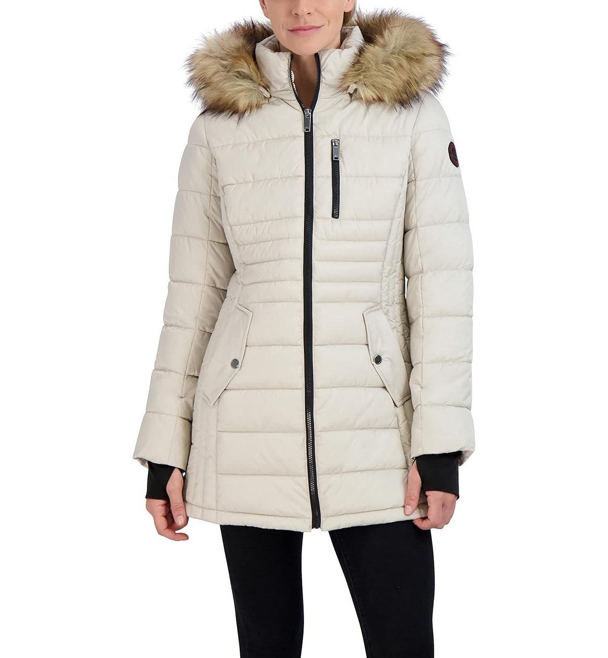 Hfx Womens Heavyweight Box Quilted Winter Puffer Parka Jacket Product Image