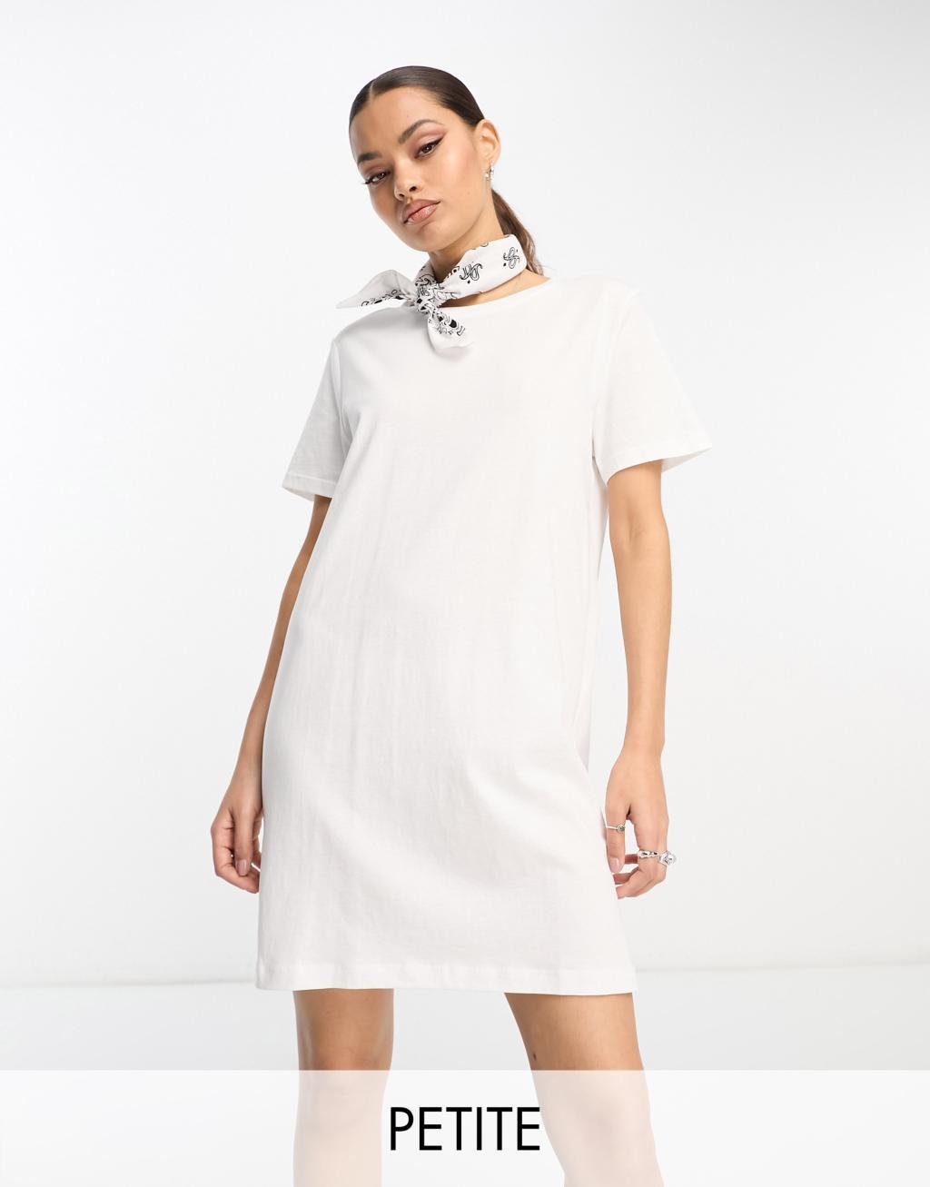 Only Petite mini t-shirt dress in white  Product Image