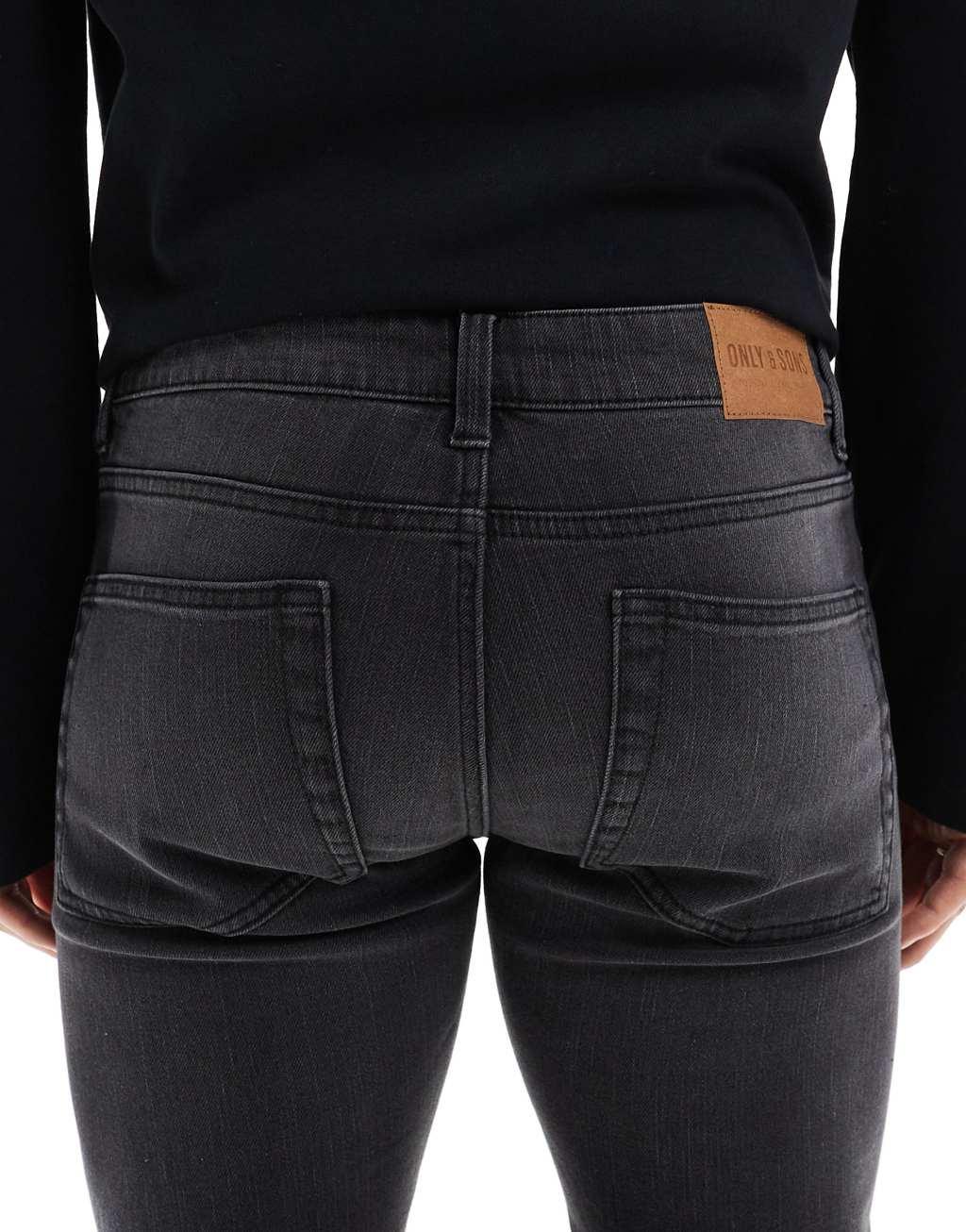 Only & Sons skinny fit jeans in washed black Product Image