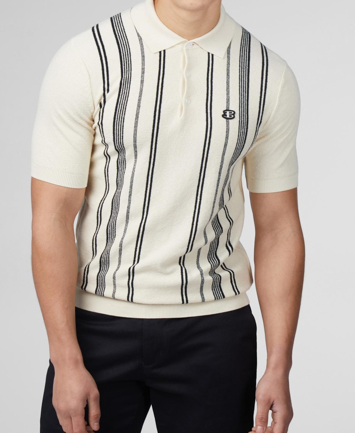 Ben Sherman Mens Crinkle Cotton Stripe Polo Shirt Product Image