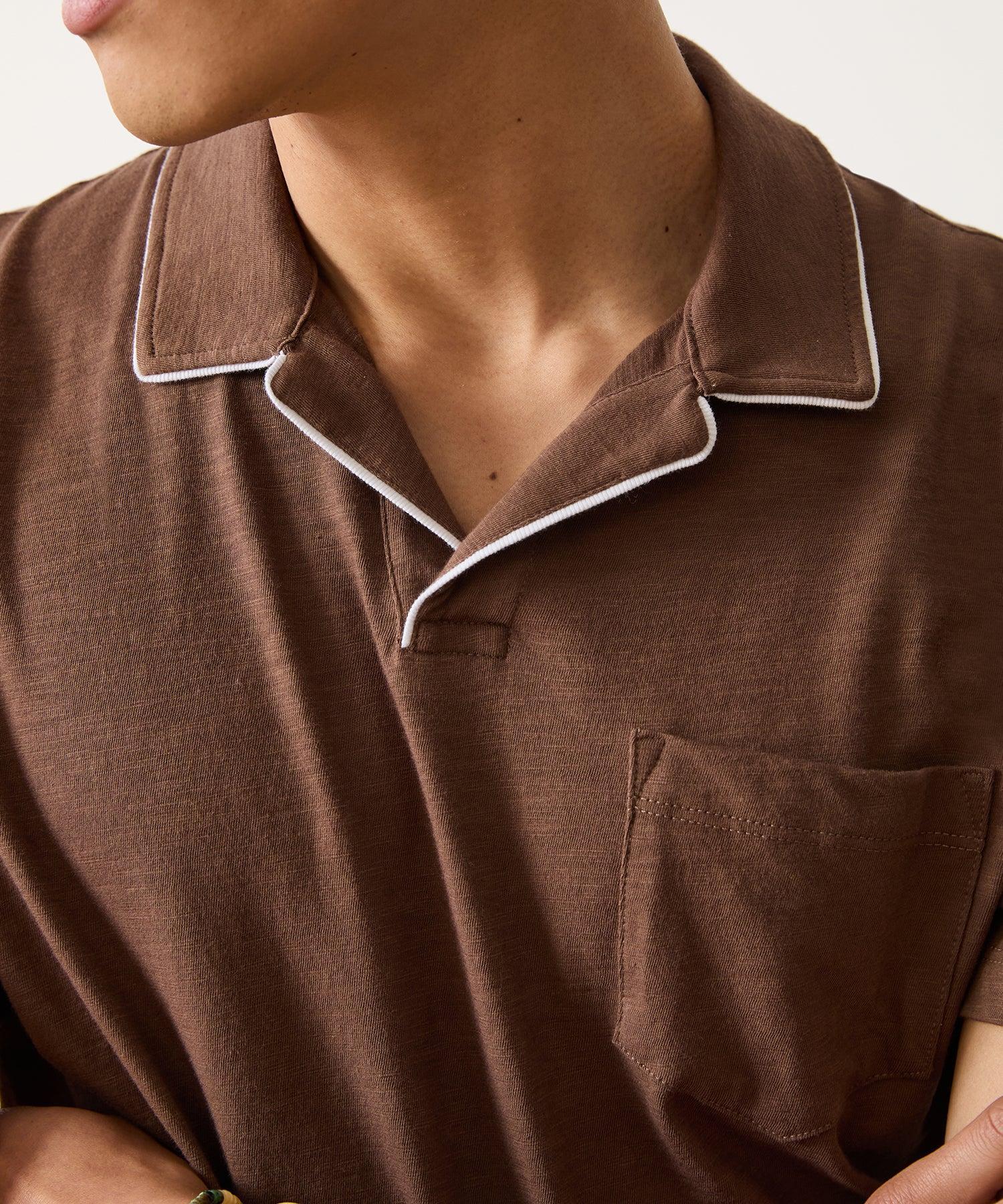 Made in L.A. Tipped Montauk Polo in Hickory Product Image