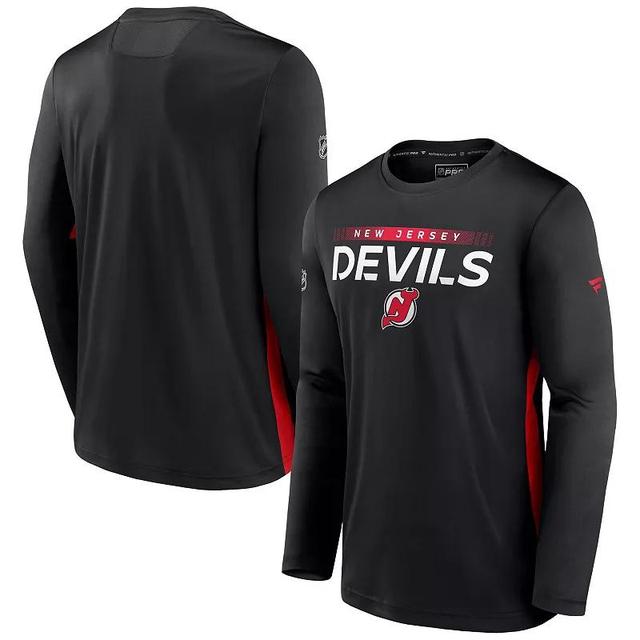 Mens Fanatics Branded Black New Jersey Devils Authentic Pro Rink Performance Long Sleeve T-Shirt Product Image