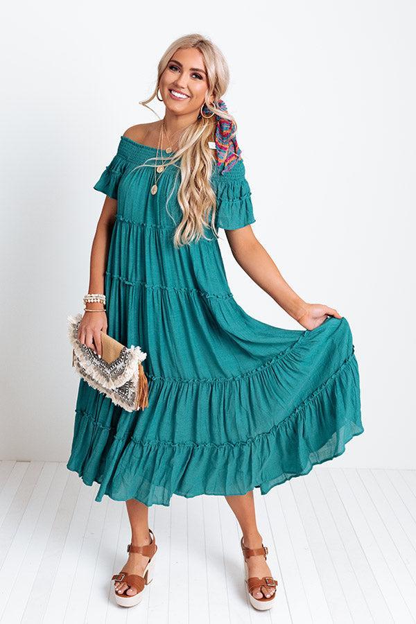 Hollywood Bungalow Midi Dress In Teal Product Image