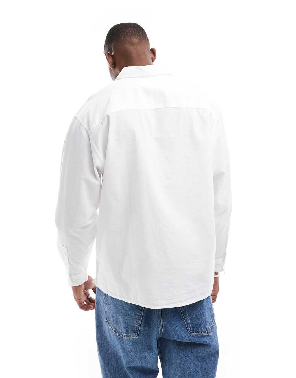 Selected Homme oversized boxy shirt in white Product Image