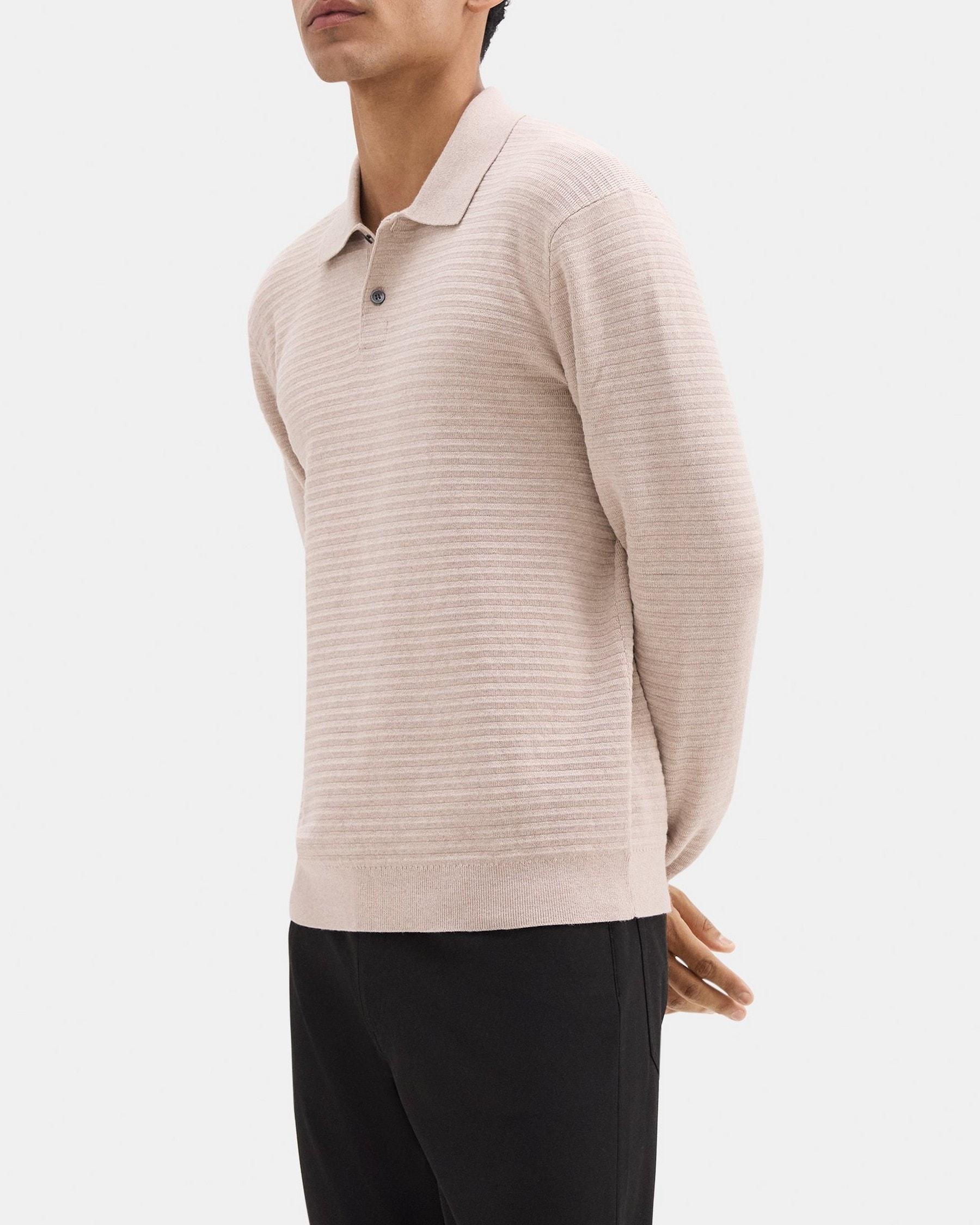 Long-Sleeve Polo Sweater in Cotton-Cashmere Product Image