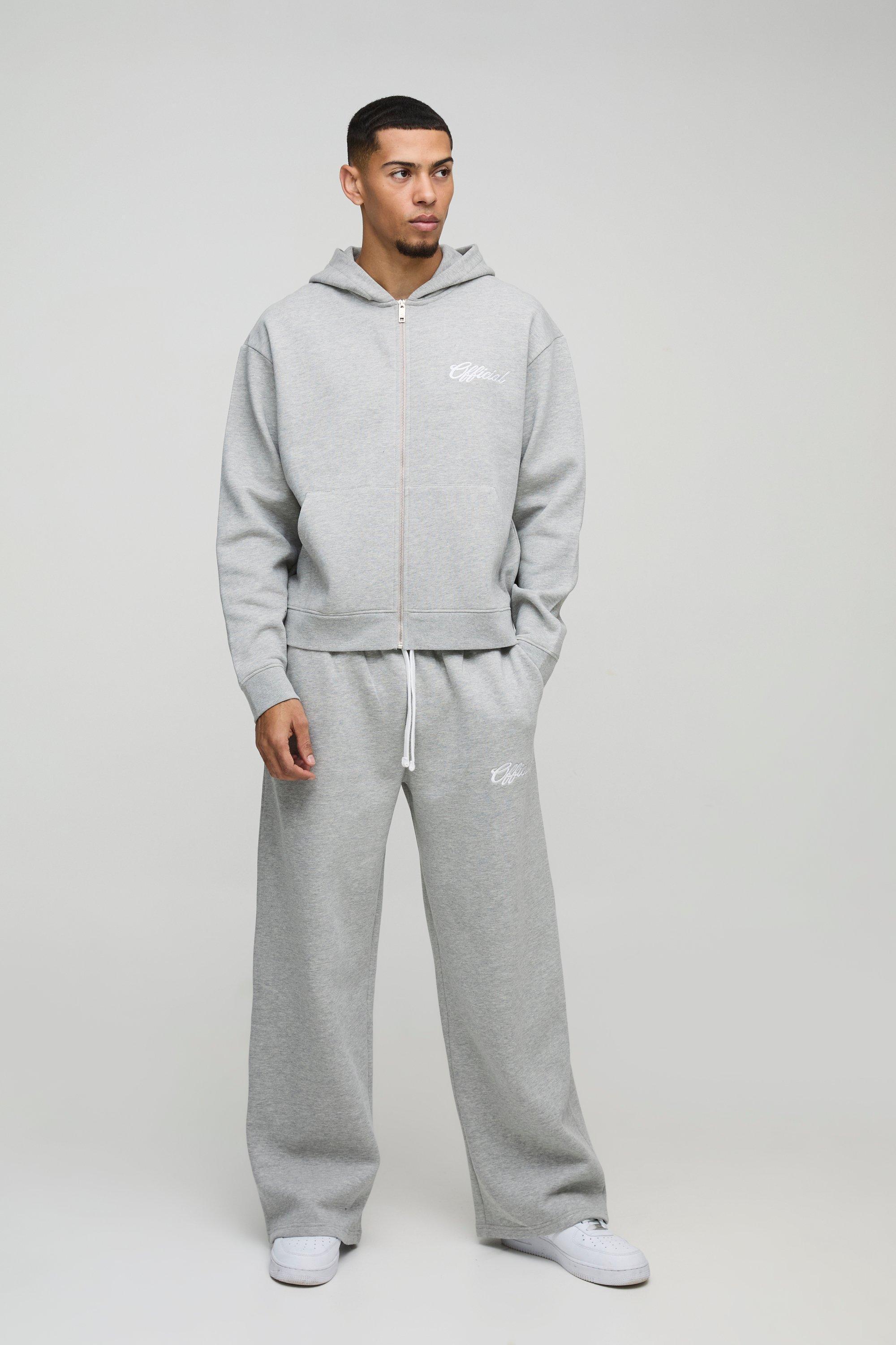 Oversized Boxy Official Embroidery Zip Through Tracksuit | boohooMAN USA Product Image