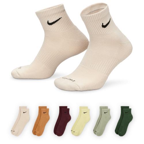 Nike Mens 6 Pack Dri-FIT Plus Quarter Socks - Lime/Grey/Brown Product Image