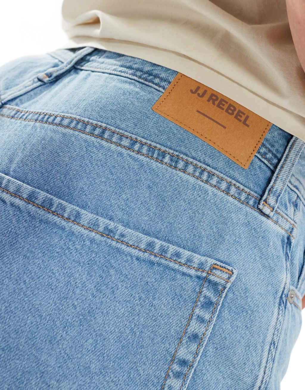 JJ Rebel ryan straight jeans in mid blue wash  Product Image