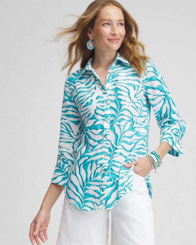 Women's No Iron Linen Palms 3/4 Sleeve Shirt Product Image