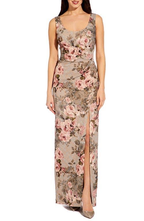 Adrianna Papell Floral Print Brocade Gown Product Image