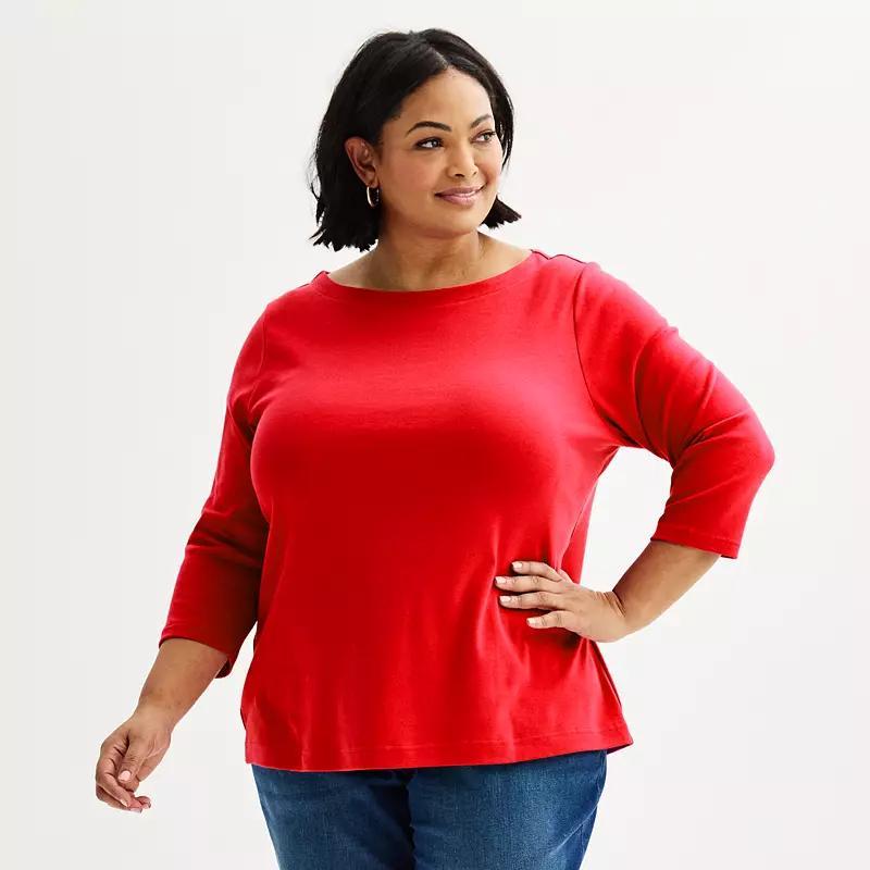 Plus Size Croft & Barrow Boatneck Top, Womens Product Image