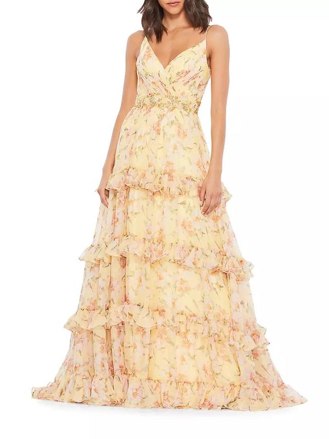 Floral Tiered Ruffle Gown Product Image