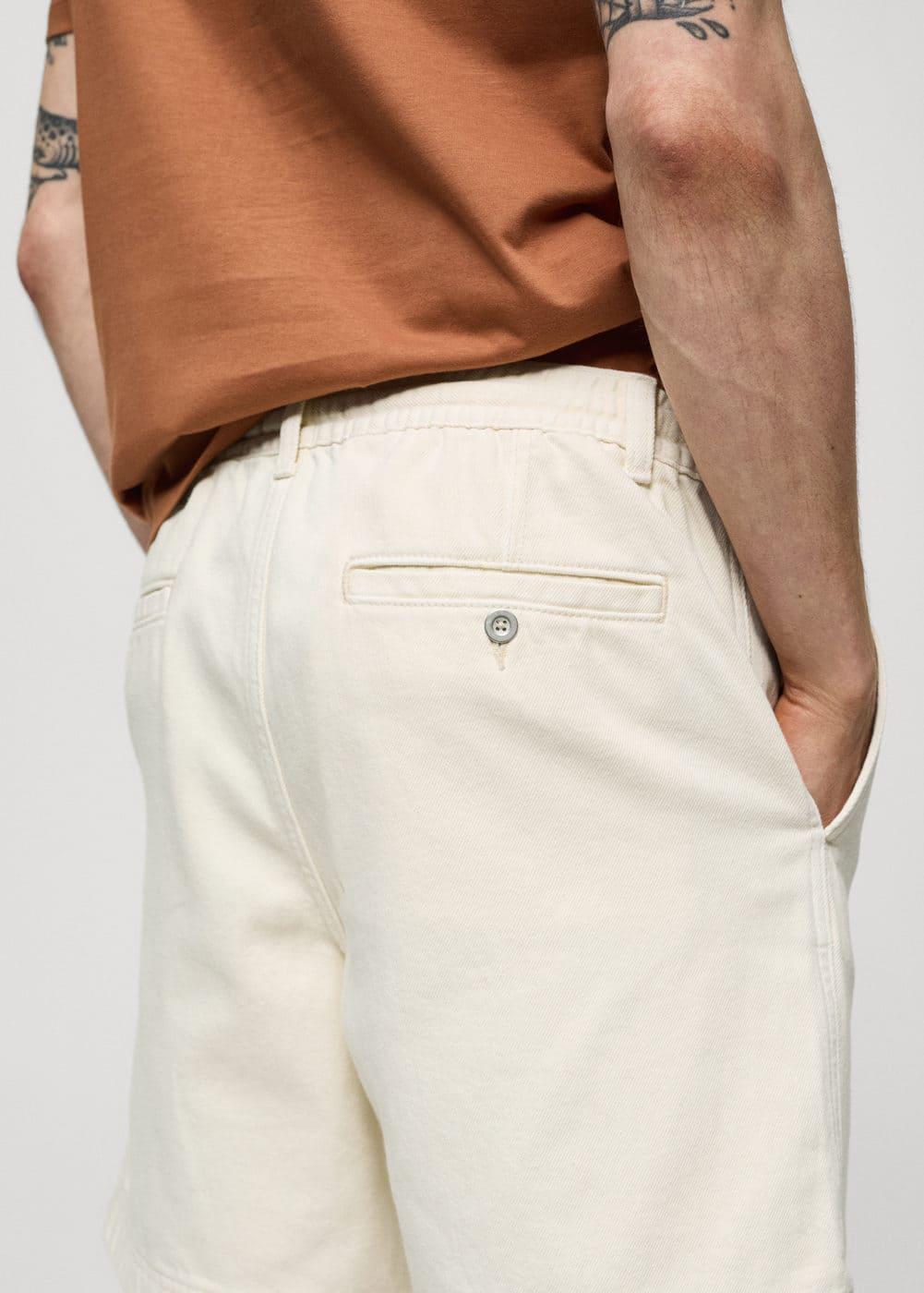 MANGO MAN - 100% cotton drawstring Bermuda shorts off whiteMen Product Image