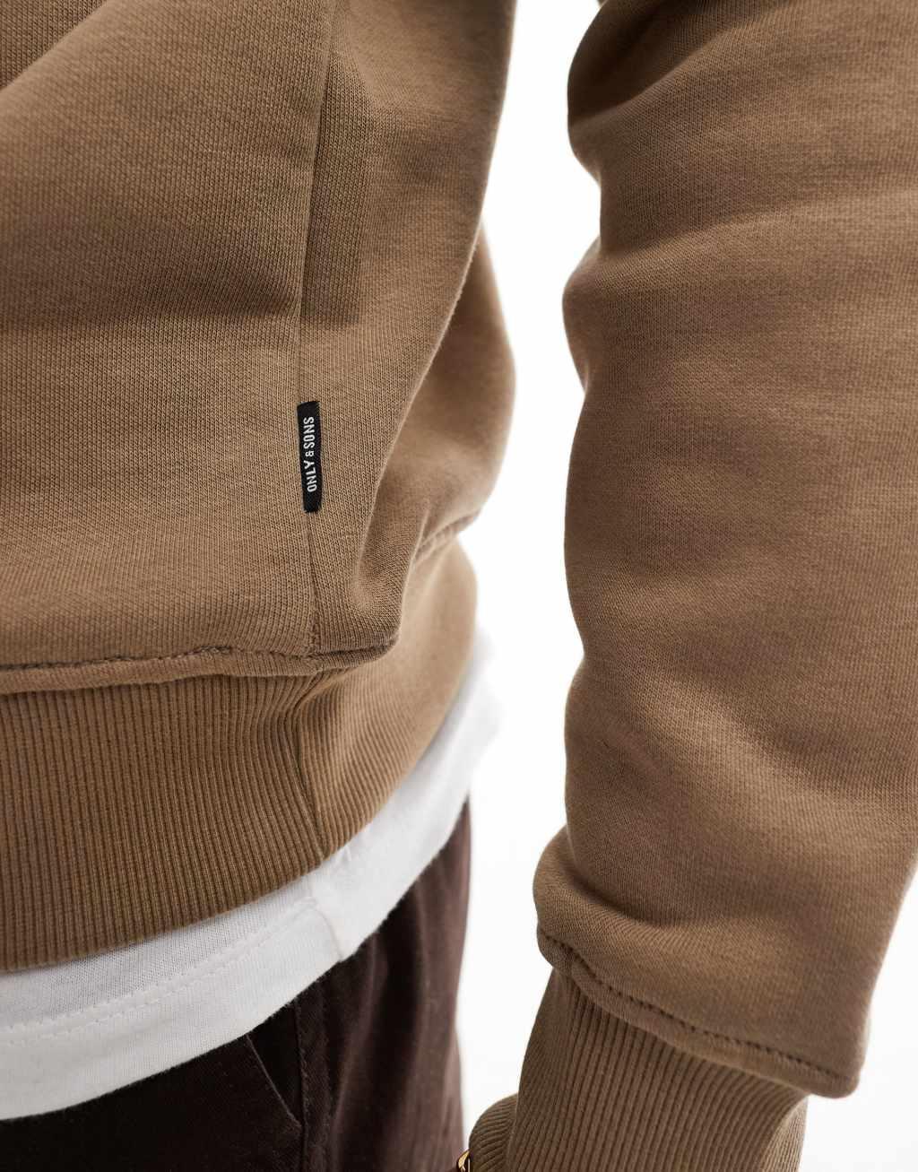 ONLY & SONS hoodie in brown Product Image