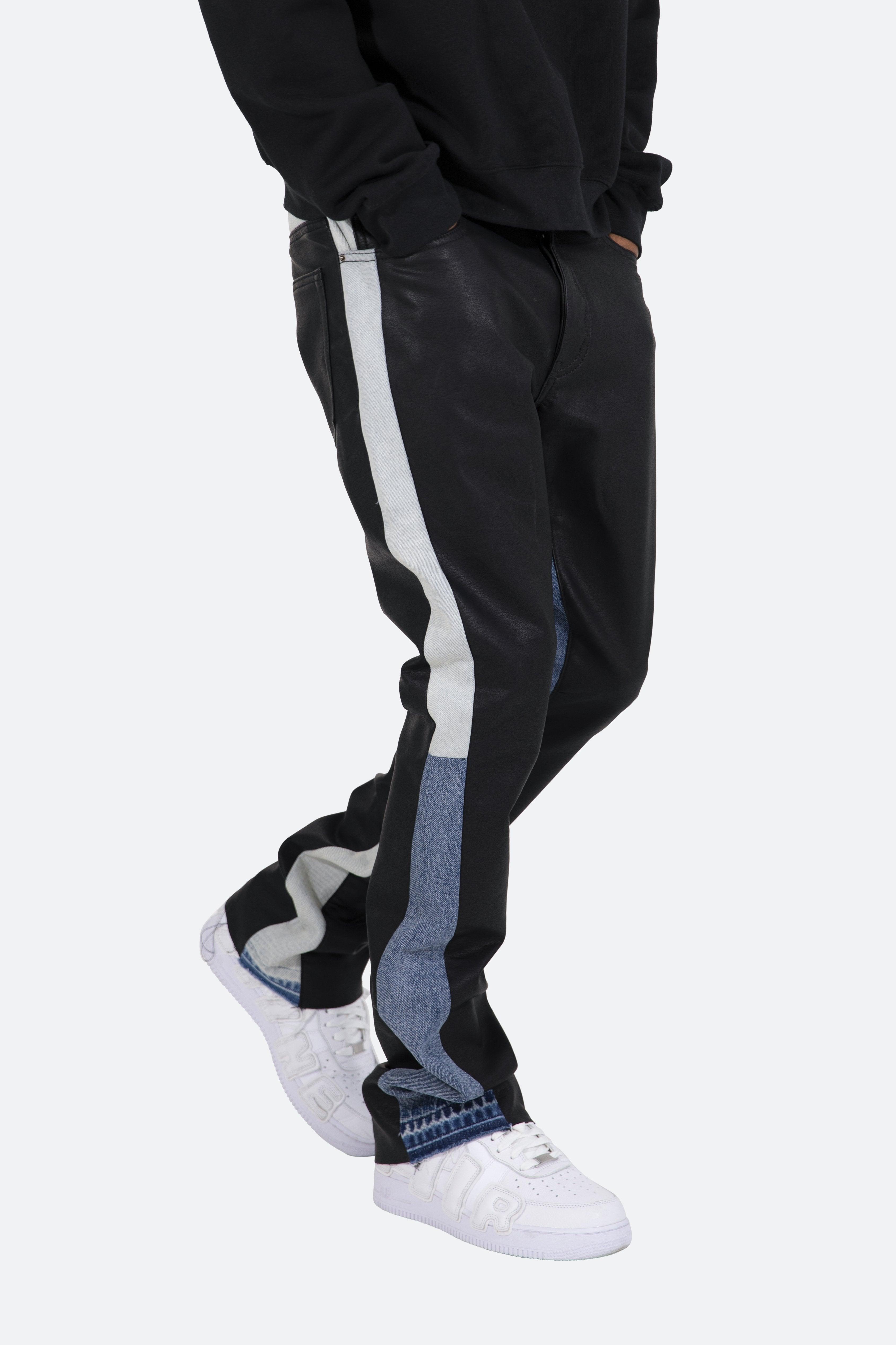 B417 Leather Flare Pants - Black/Blue Product Image