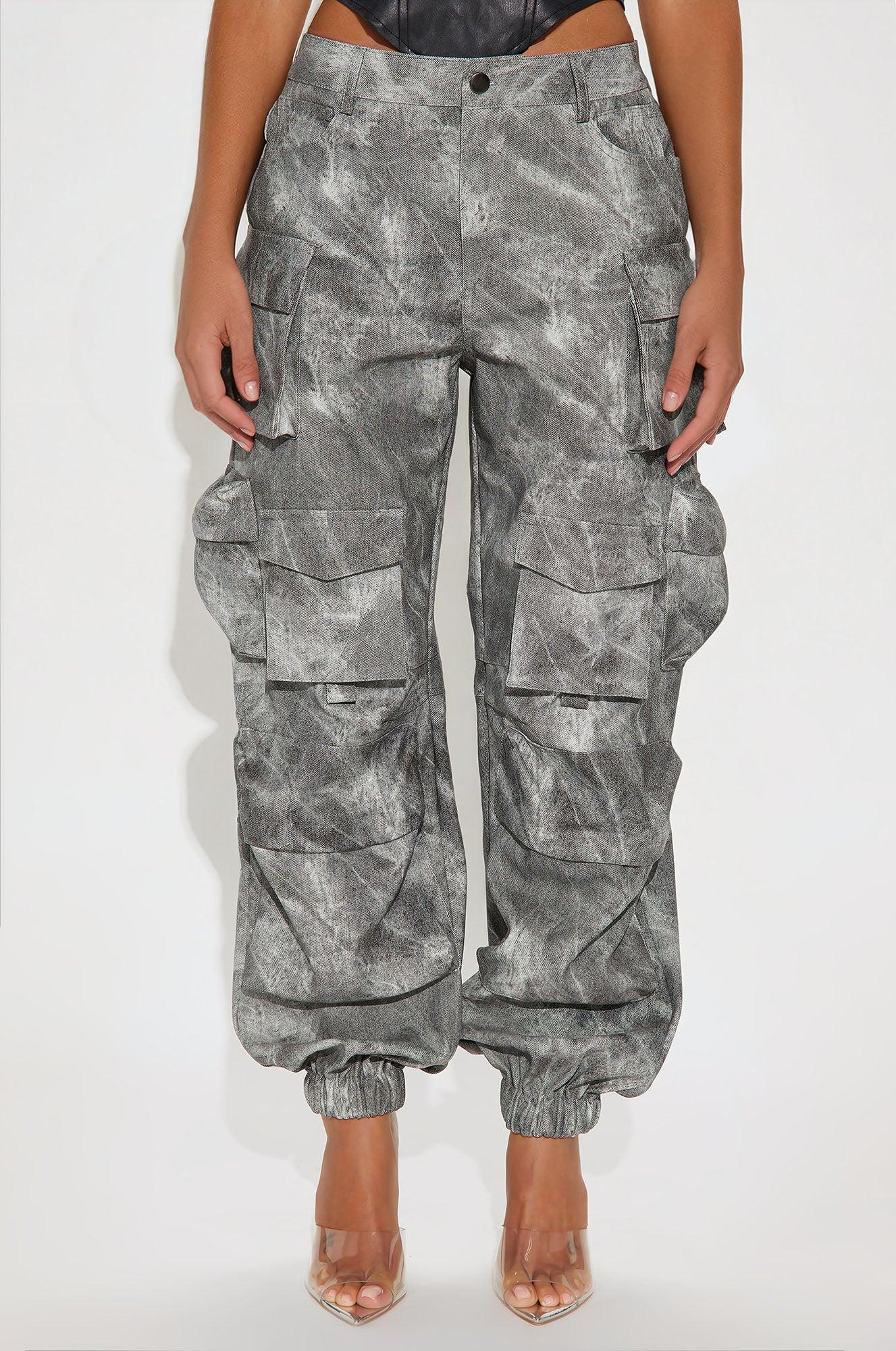 Harvey Washed Faux Leather Cargo Jogger - Charcoal Product Image