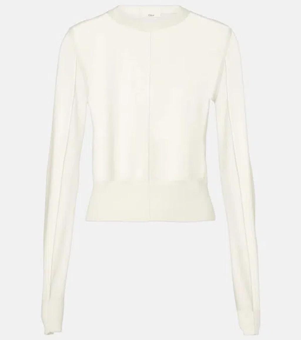 Cropped Wool Sweater In Weiss product image