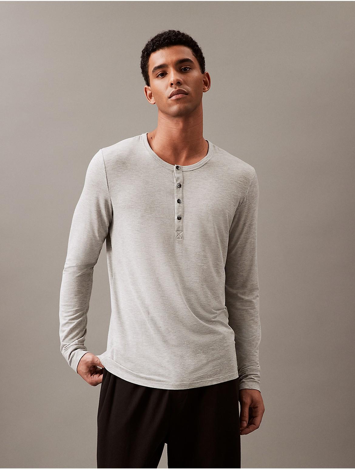 Calvin Klein Mens Ultra Soft Modern Lounge Henley T-Shirt - Grey - S Product Image