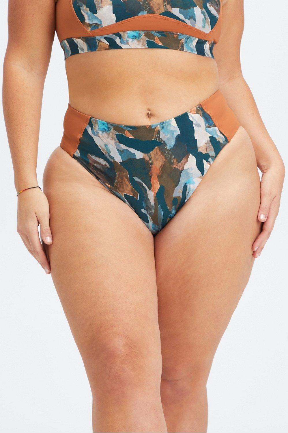 Fabletics Sporty Swim Brief Womens Paintbrush Camo/Sequoia plus Size 1X Product Image