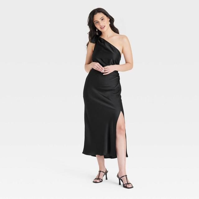 Womens One Shoulder Midi Dress - A New Day Black XL Product Image