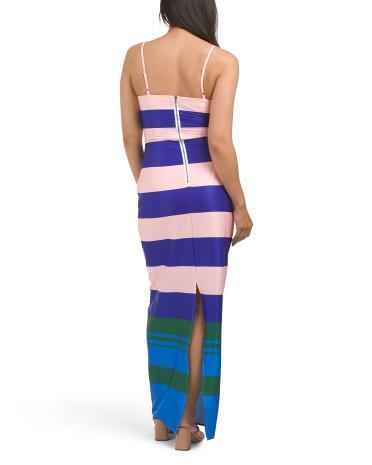 Strapless Striped Maxi Dress With Border for Women Product Image