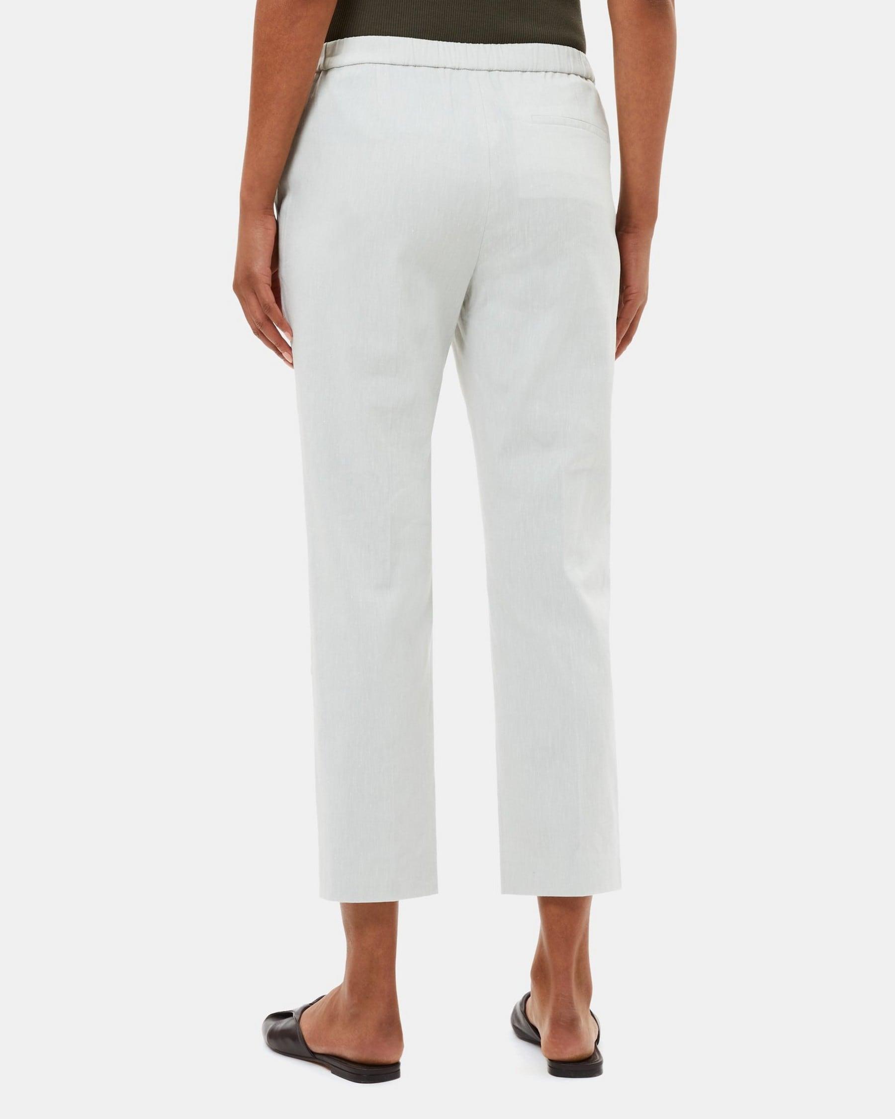 Slim Cropped Pull-On Pant in Linen Blend Mélange Product Image