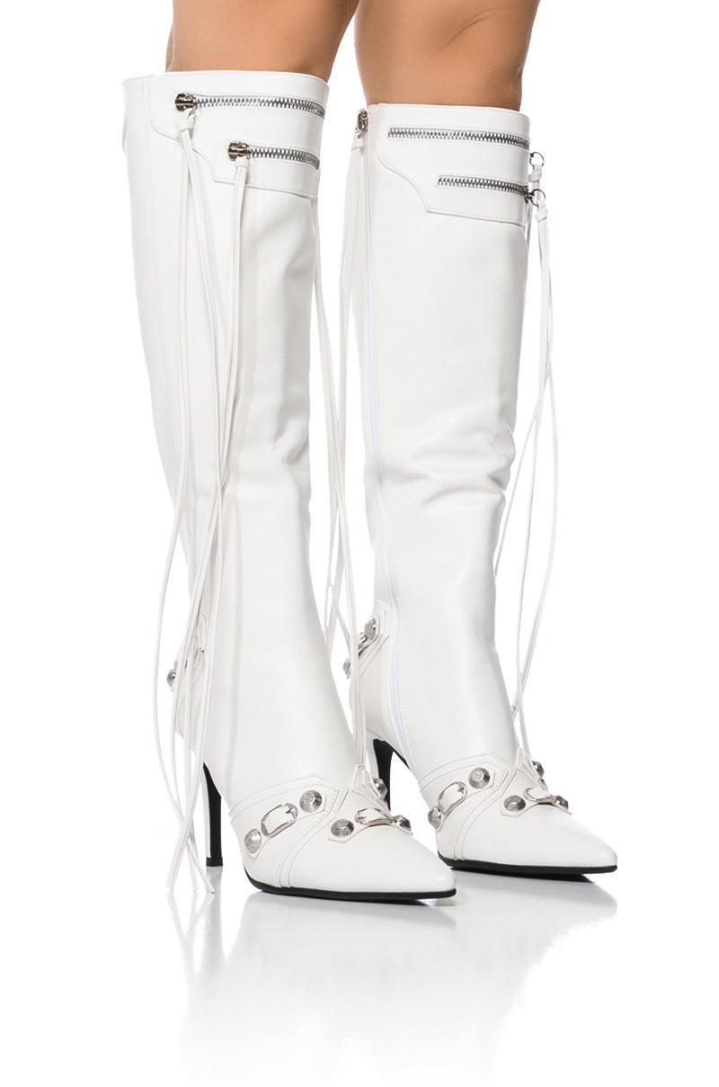 AZALEA WANG JUST FOR YOU STILETTO BOOT IN WHITE Product Image