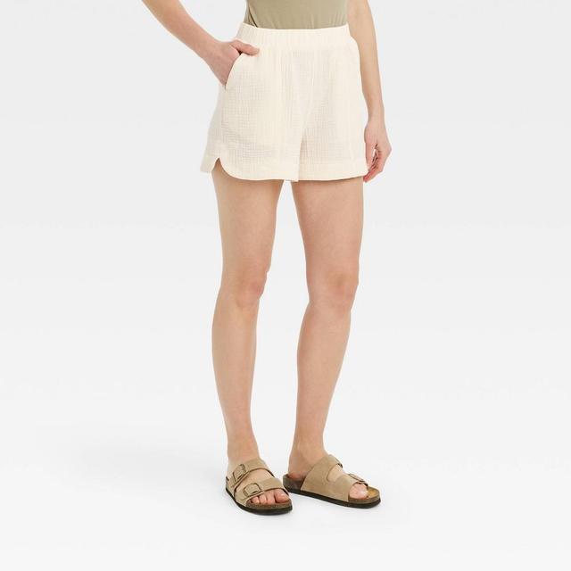 Womens High-Rise Pull-On Shorts - Universal Thread Cream Product Image