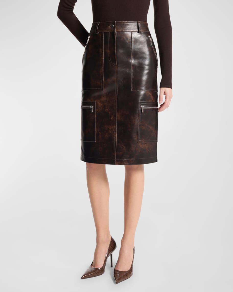 Leather Cargo Pencil Skirt Product Image