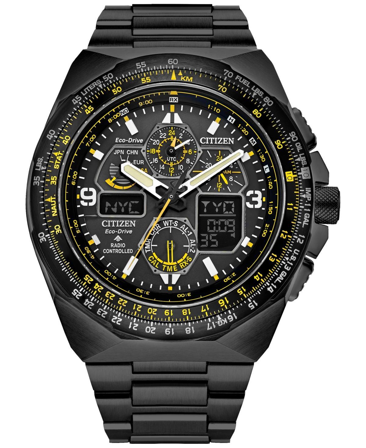 Men's Citizen Eco-DriveÂ® Promaster Air Skyhawk Black IP Chronograph Watch with Black Dial (Model: Jy8127-59E) Product Image