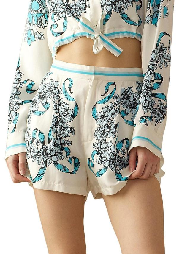 Womens Floral Silk Shorts Product Image