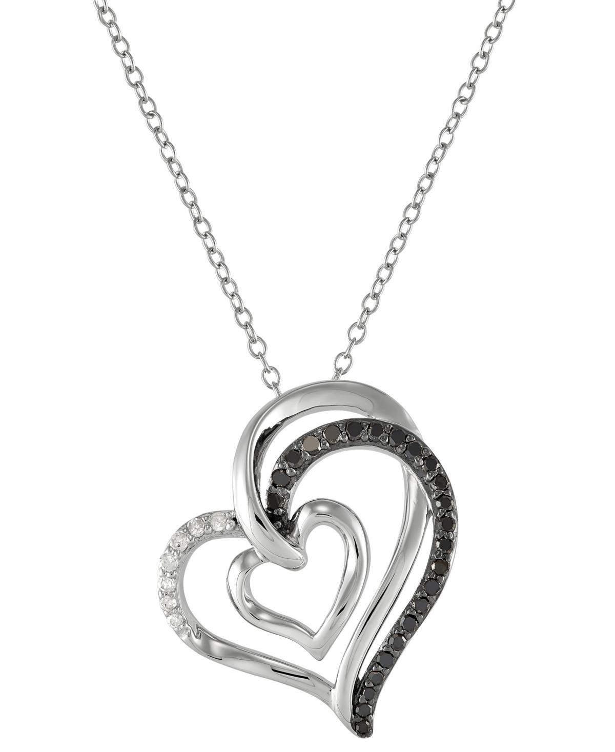 Black & White Diamond Heart 18 Pendant Necklace (1/4 ct. t.w.) Sterling Silver Product Image