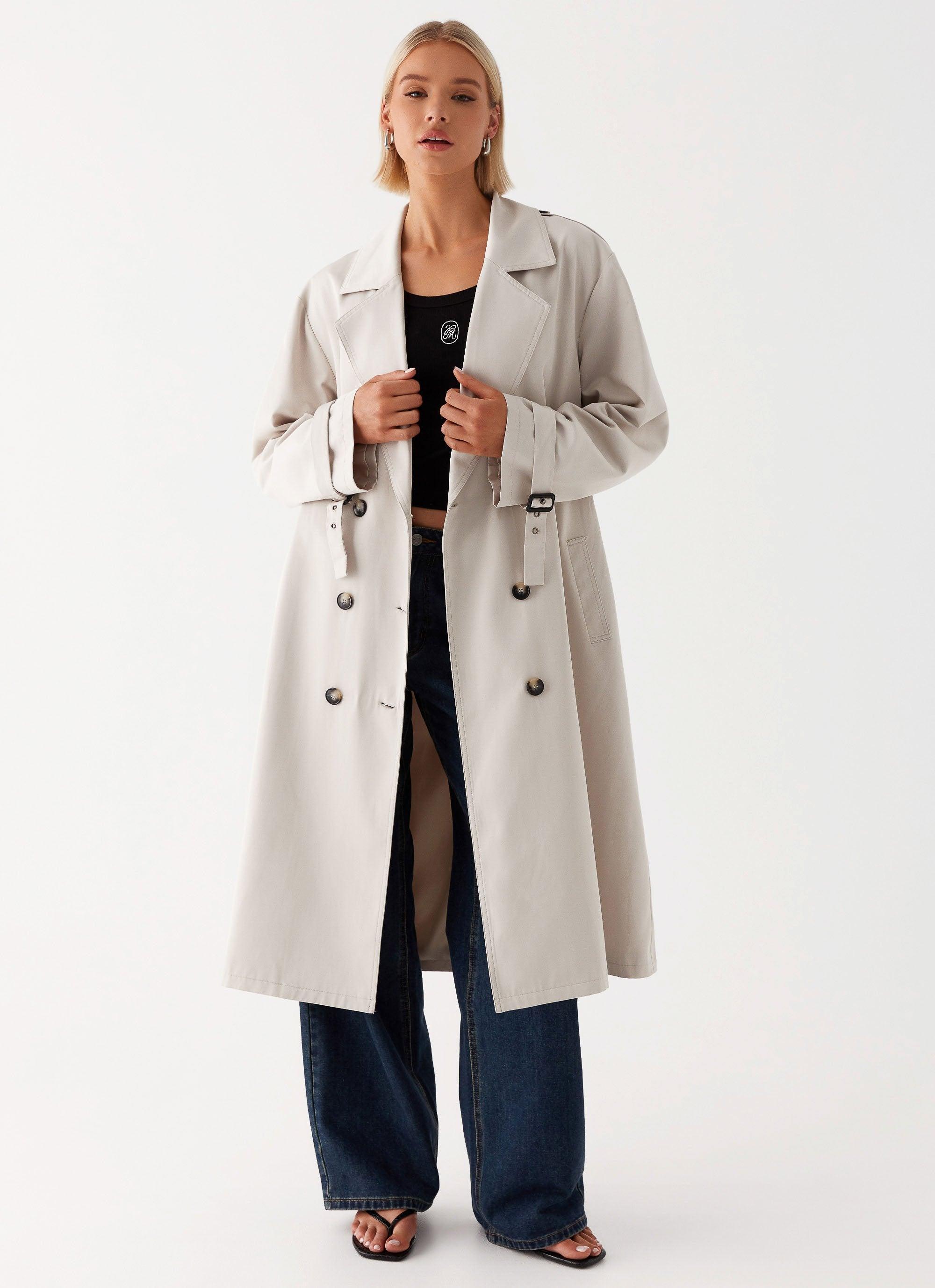 Frenchy Oversized Trench Coat - Stone Product Image