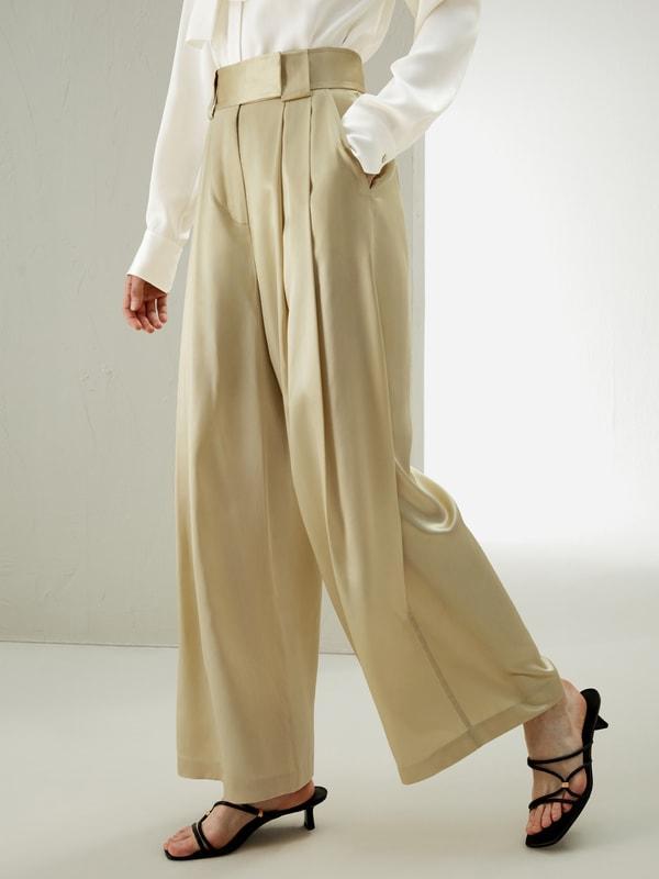 Watershine Silk Wide-Leg Pants Product Image