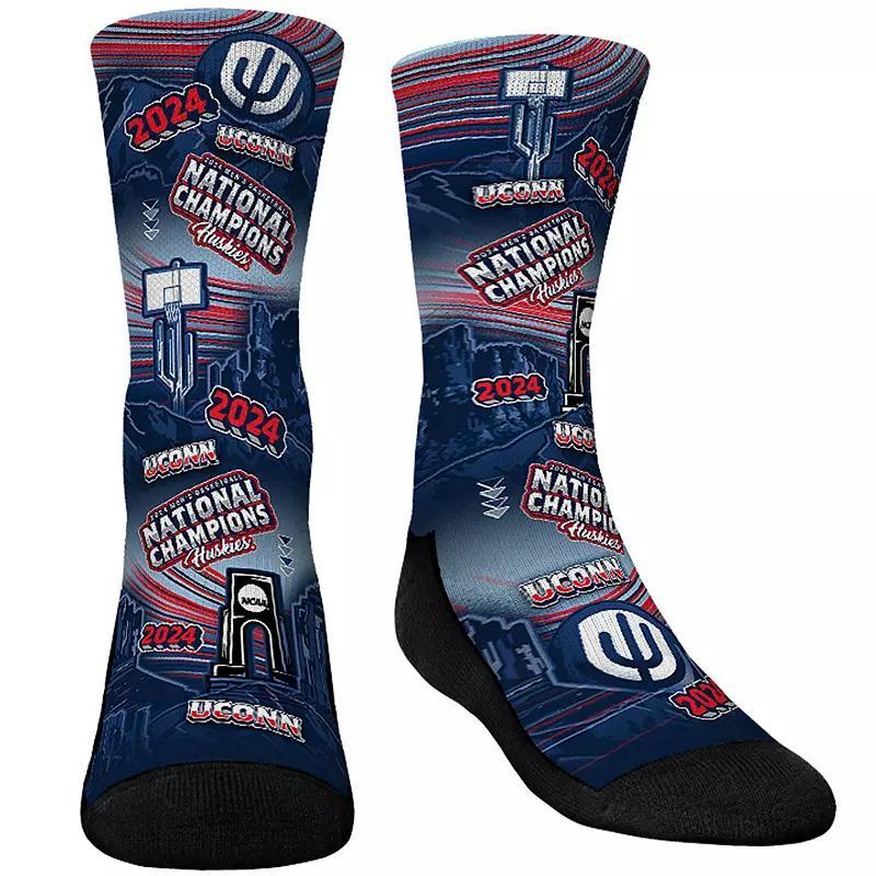 Youth Rock Em Socks UConn Huskies 2024 NCAA Mens Basketball National Champions Canyon All-Over Crew Socks, Boys Blue Product Image