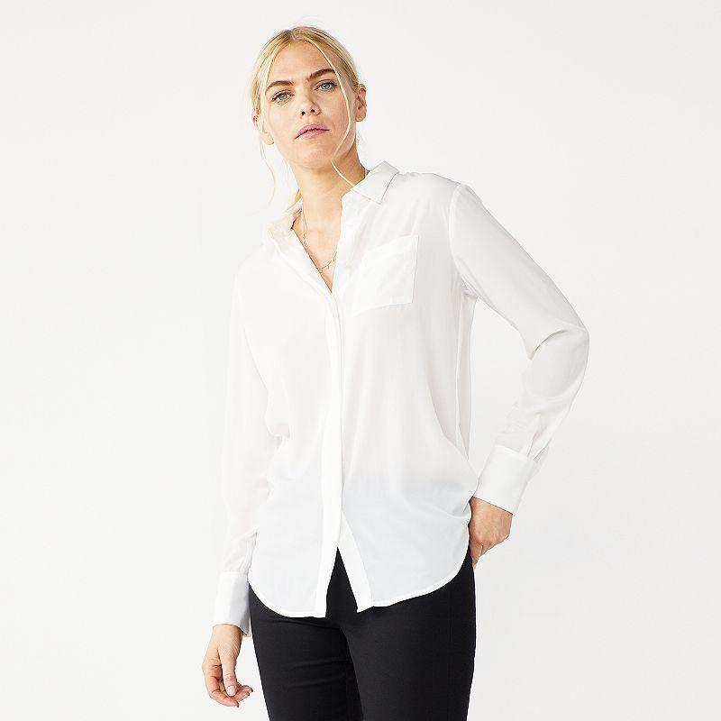 Womens Nine West Drapey Button Down Shirt Product Image