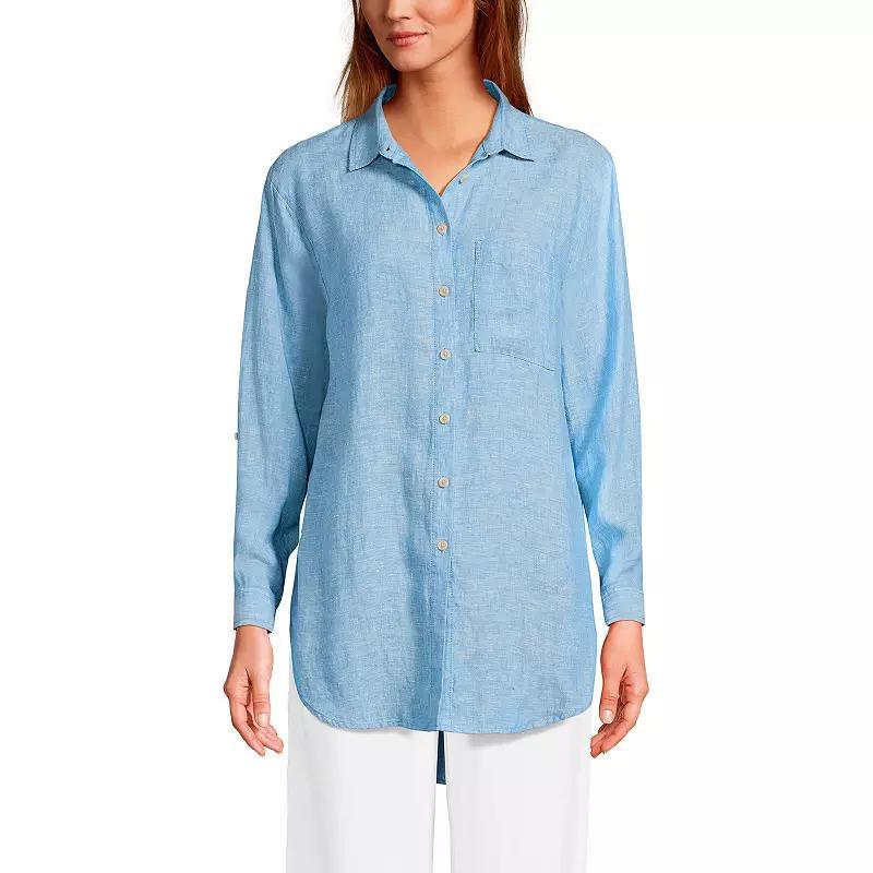 Womens Tall Lands End Roll Sleeve Relaxed Tunic Top Product Image