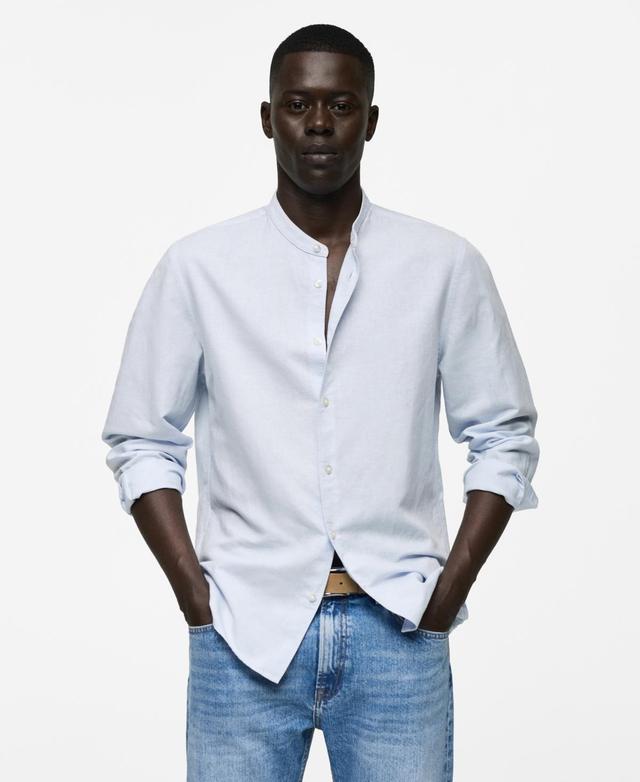 MANGO MAN - 100% linen regular-fit shirt sky blueMen Product Image