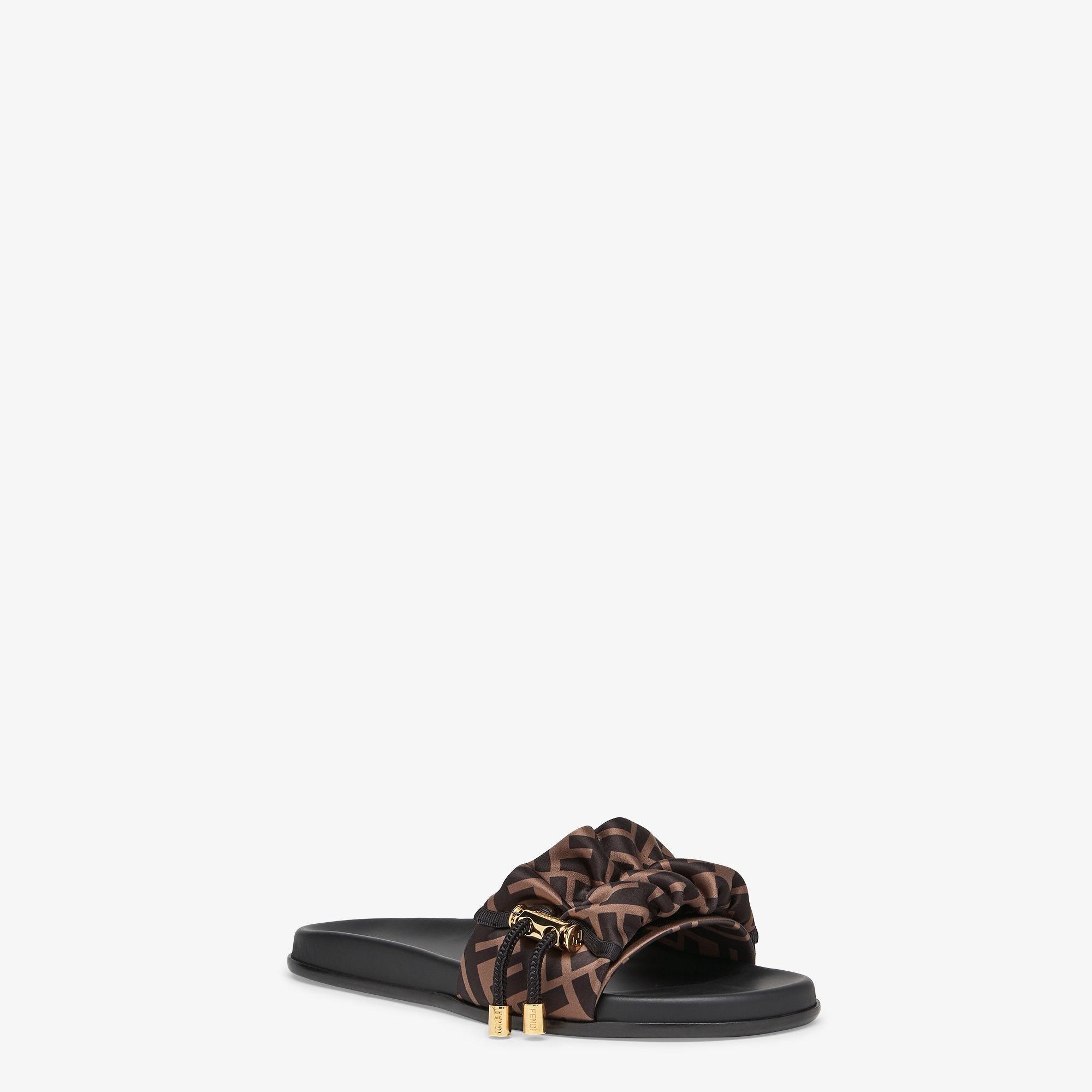 Fendi FeelBrown satin slides Product Image