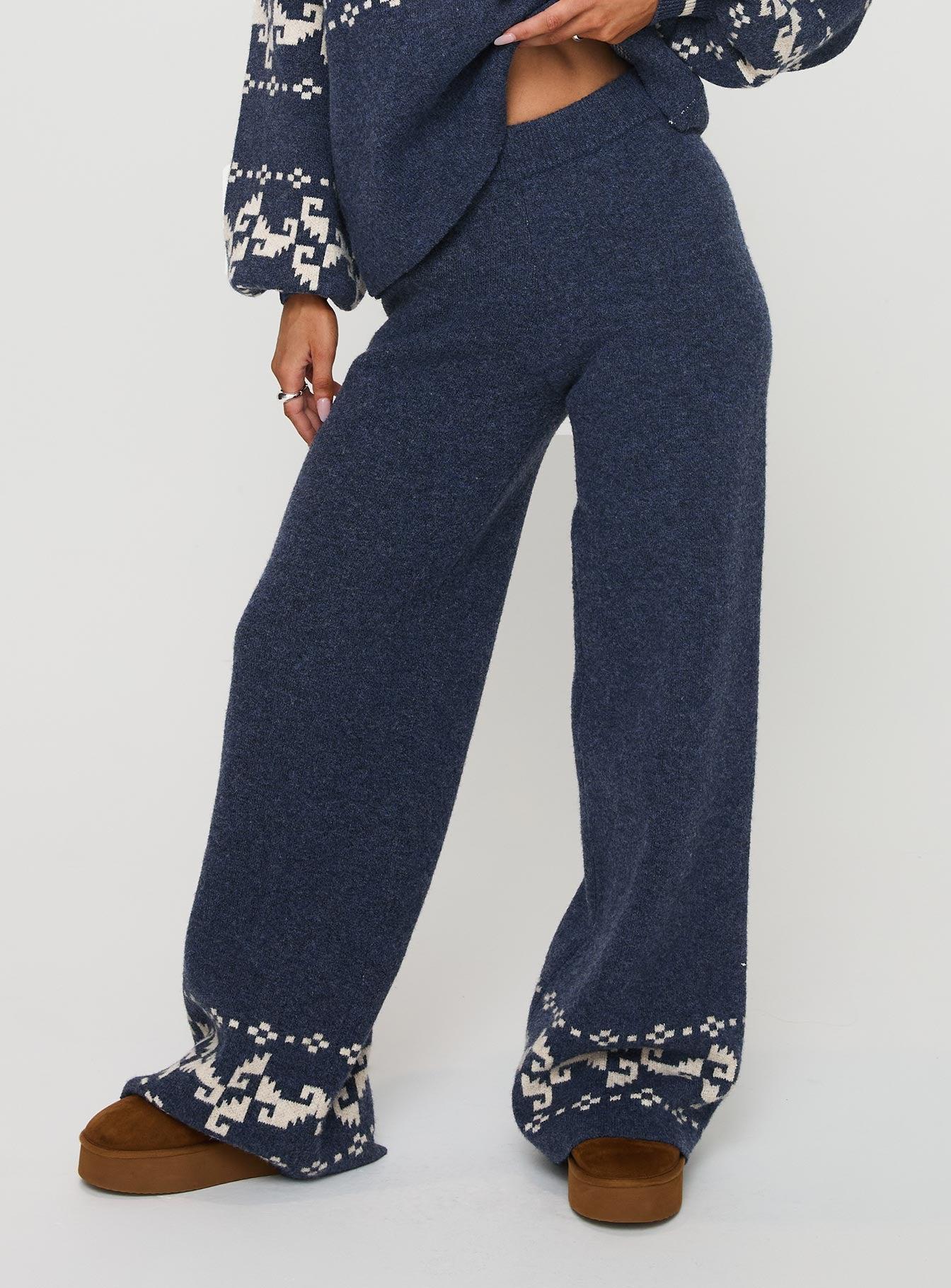 Alpine Knit Pants Navy / Cream Product Image