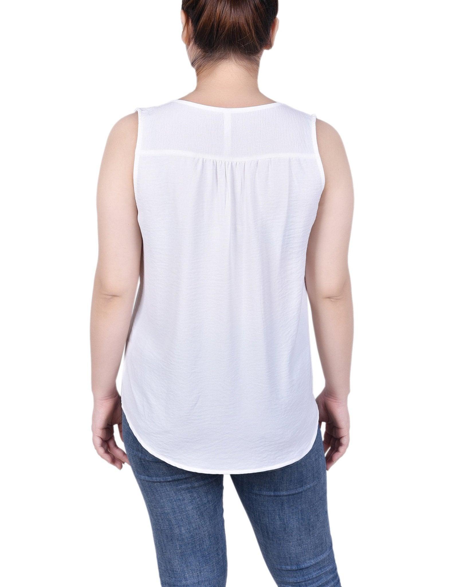 NY Collection Sleeveless Button Front Blouse - Petite Product Image