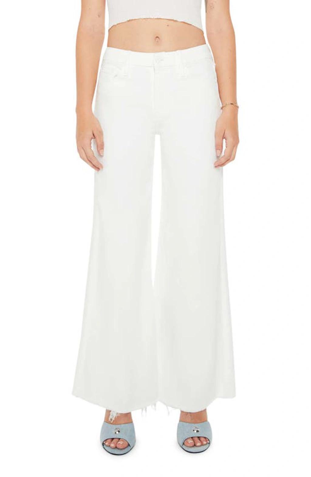 MOTHER The Tomcat Roller Fray Wide-leg Jeans In White Product Image