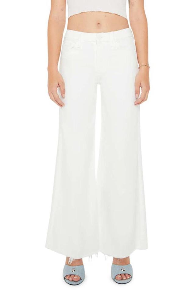 MOTHER The Tomcat Roller Fray Wide-leg Jeans In White Product Image