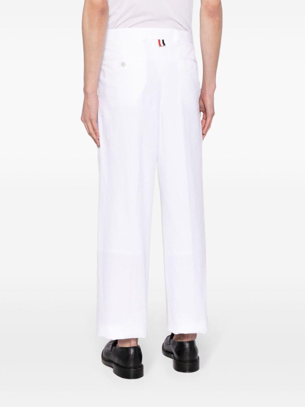 Pressed-crease Cotton Trousers In White Product Image